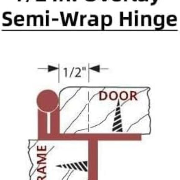 Decobasics 1/2" Overlay Semi Partial Wrap Around Kitchen Cabinet Hinges (10 Pair - Picture 2 of 15